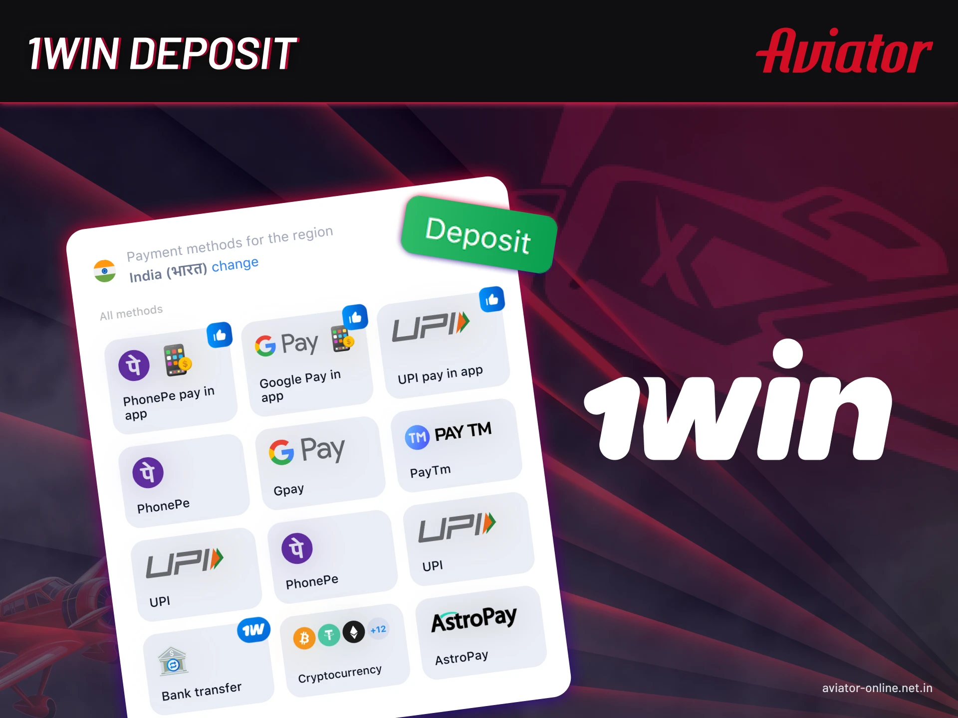 Learn everything about the 1win deposit.