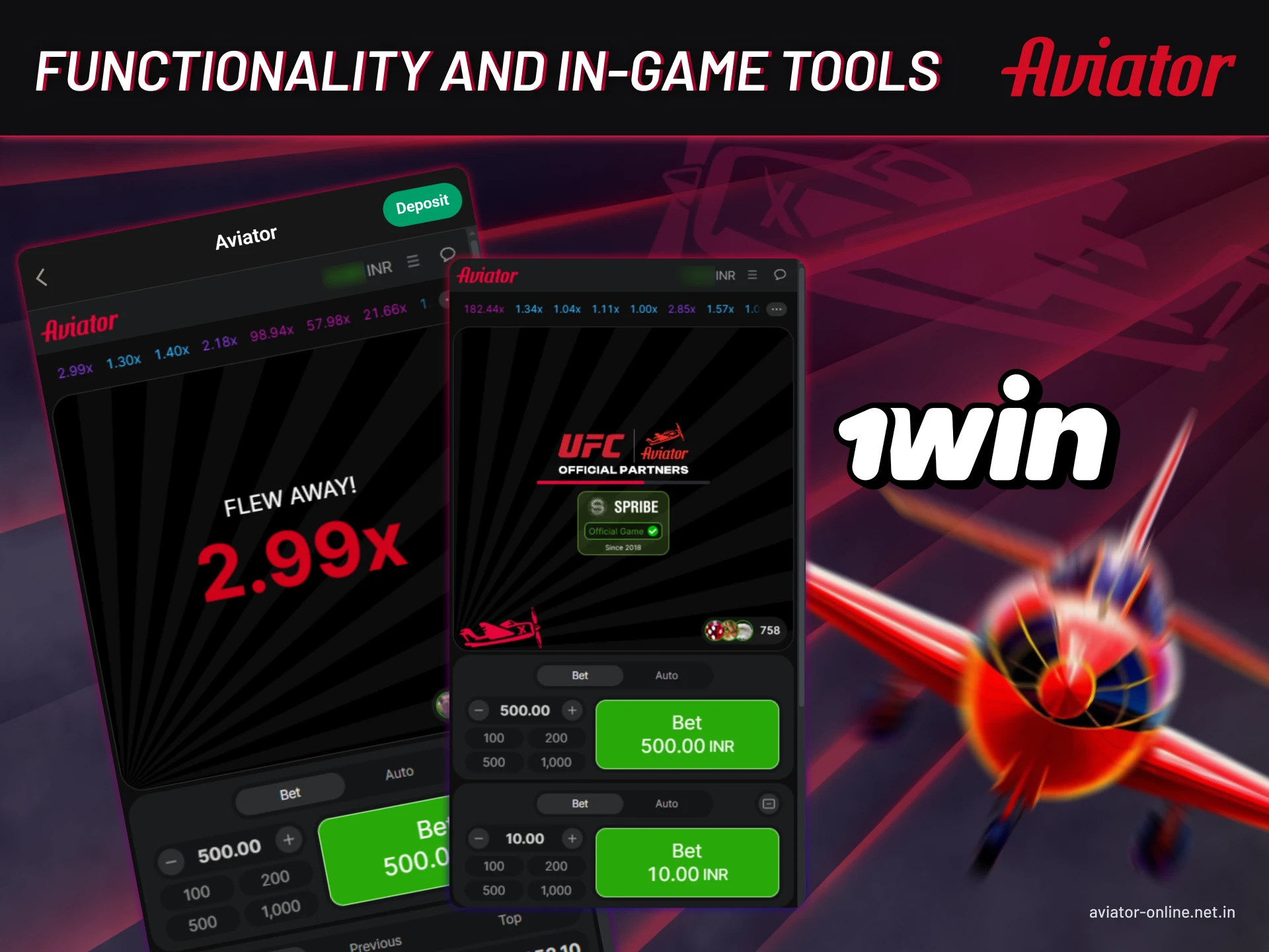 Features and tools of the Aviator game on 1win.