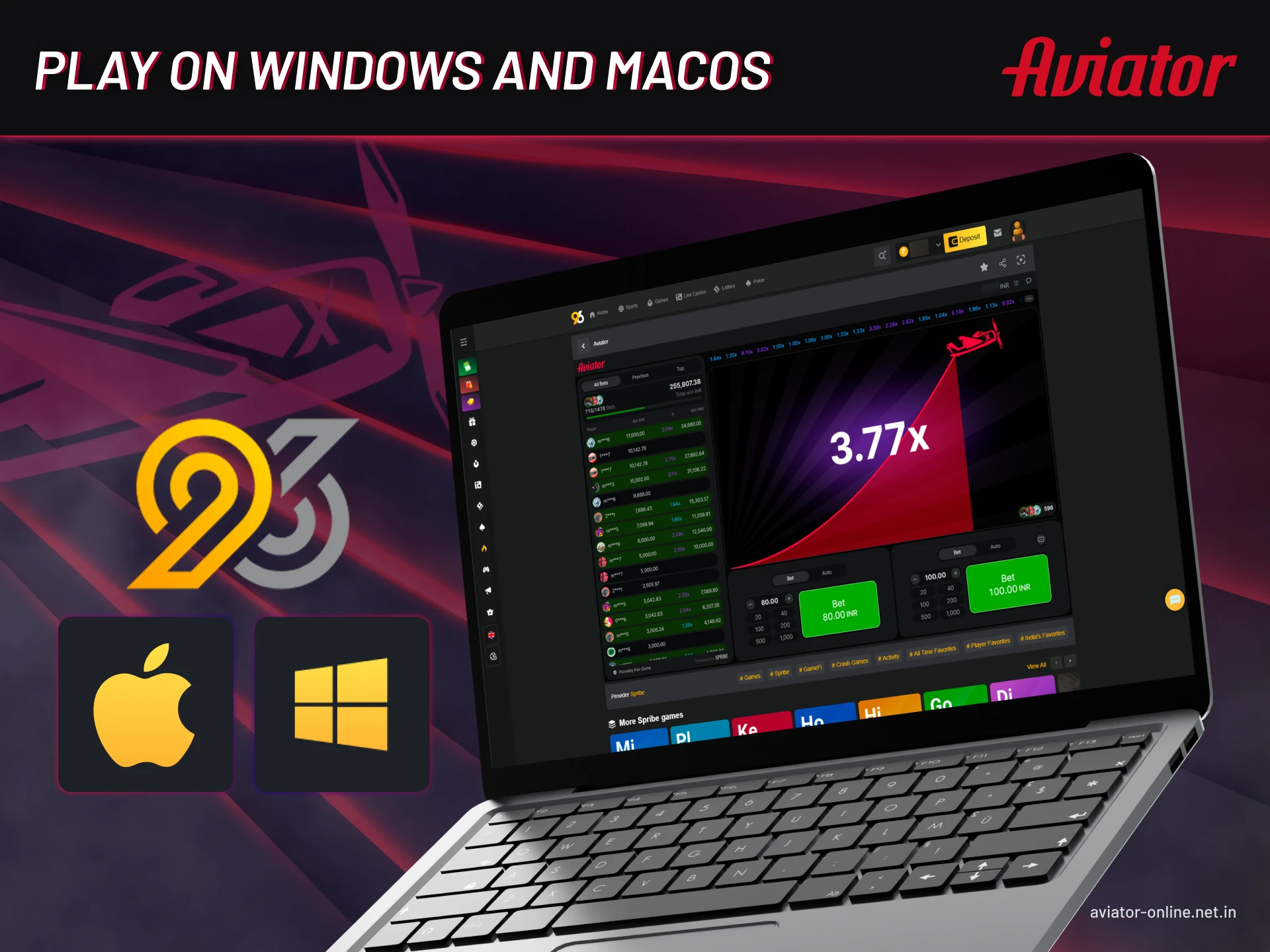 You can play Aviator on 96In on your PC.