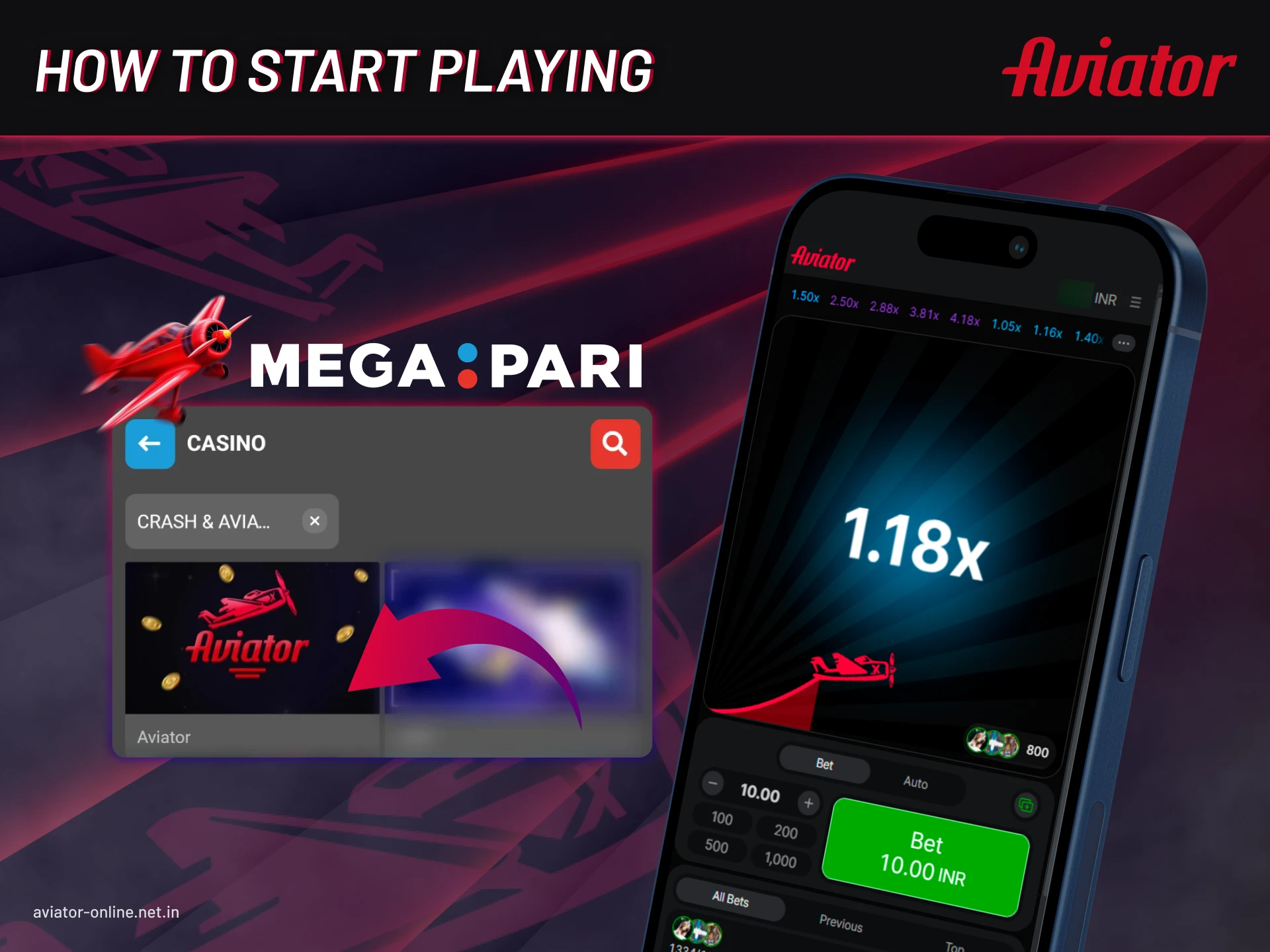 How to start playing Megapari Aviator game in India.
