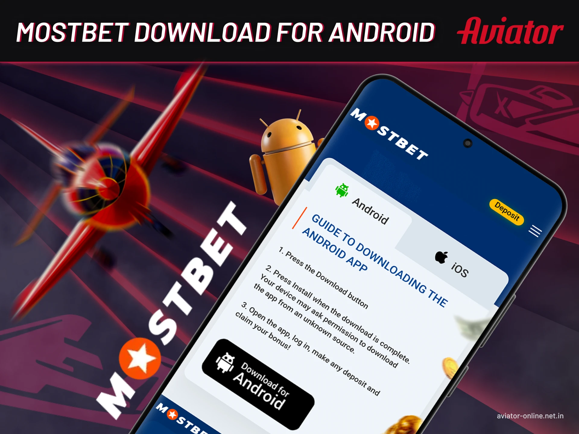 Download the Mostbet app on your Android device and play Aviator.
