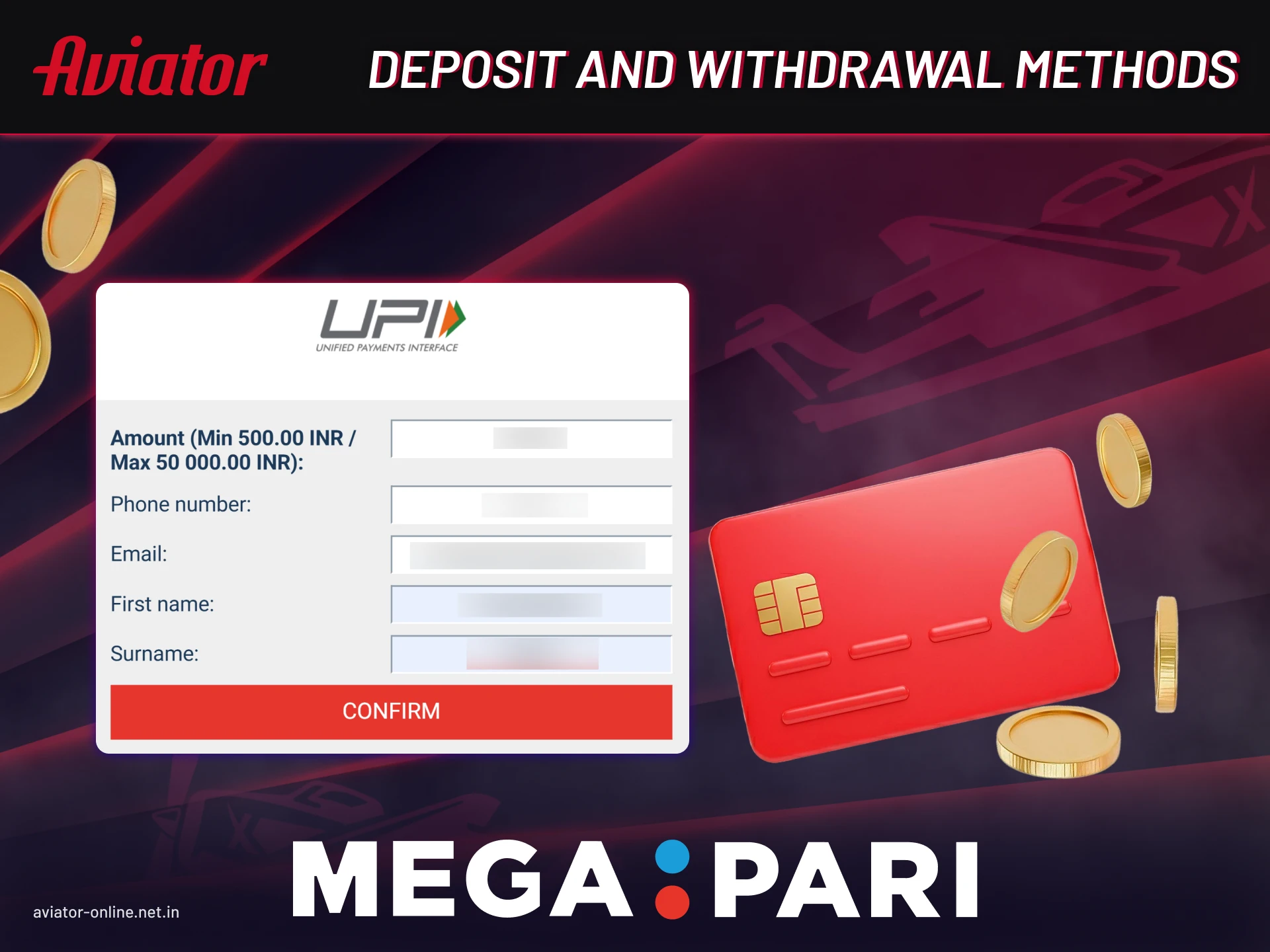 How Indian players can deposit and withdraw funds in Megapari Aviator mobile app.