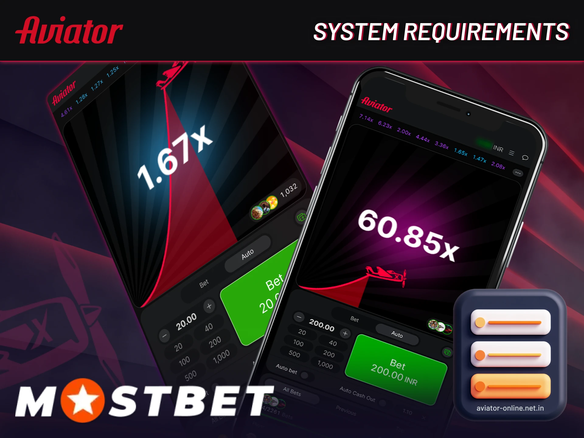 Minimum requirements for downloading the Mostbet app on your phone.