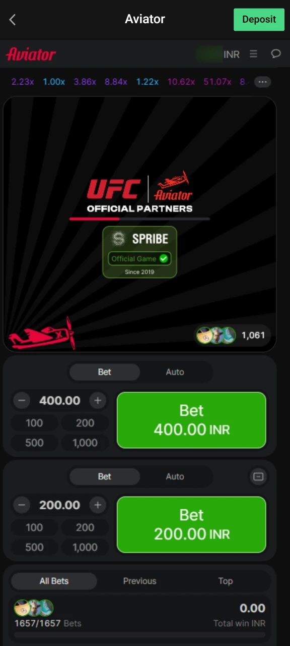Double bet option in Parimatch Aviator app for increasing winning chances.