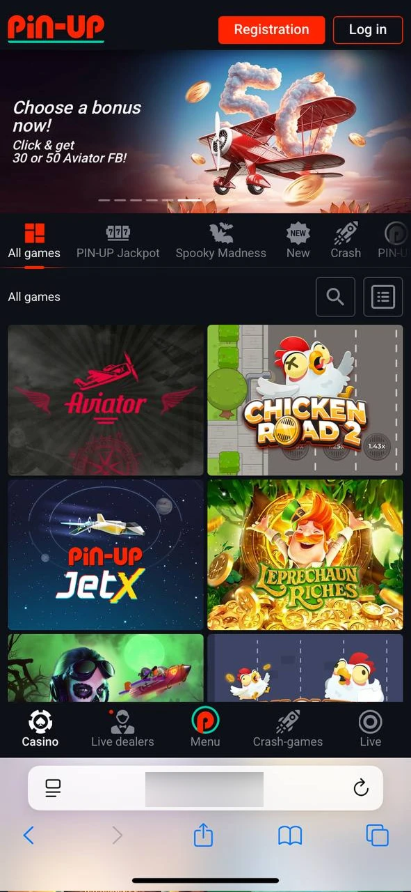 Go to the official Pin Up website.