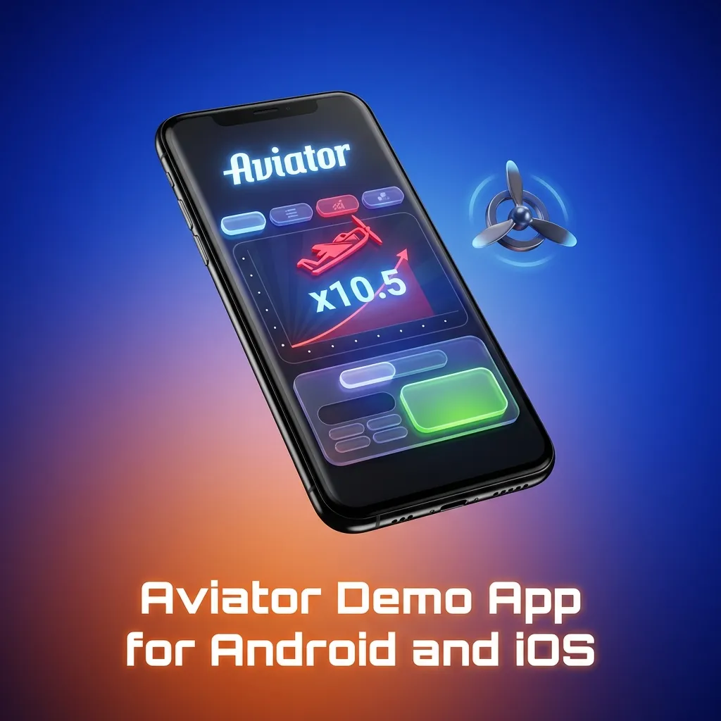 Illustration of Aviator crash game running on Android and iOS devices, showing demo mode in casino apps and mobile browser