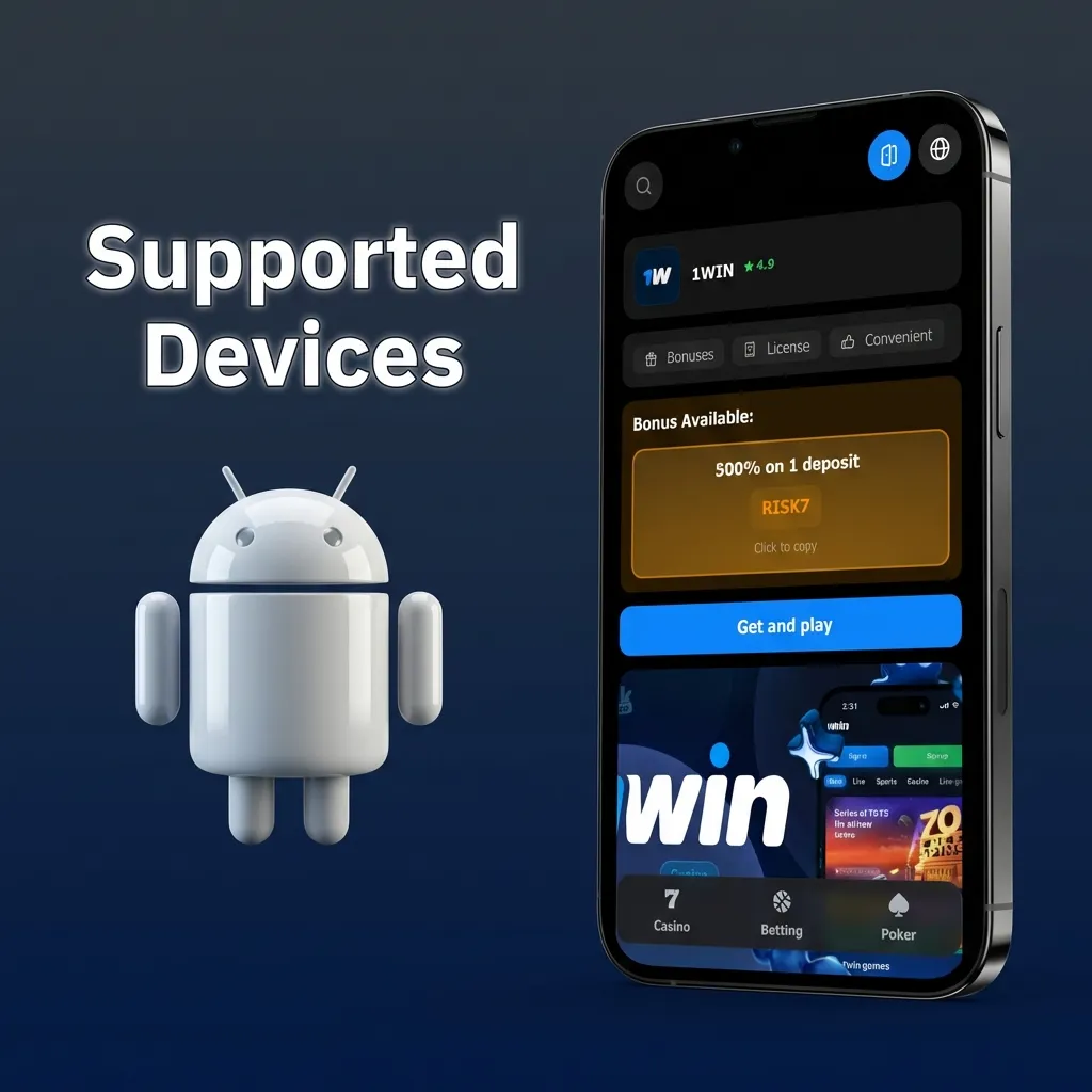 Illustration of supported Apple devices for 1win Aviator PWA, including recent iPhones and iPads running iOS 12+