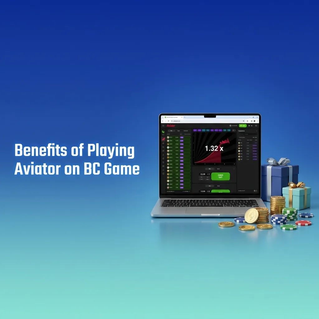 Infographic showing Aviator on BC Game with benefits: high RTP, fast rounds, auto cashout, live chat, and mobile-friendly design