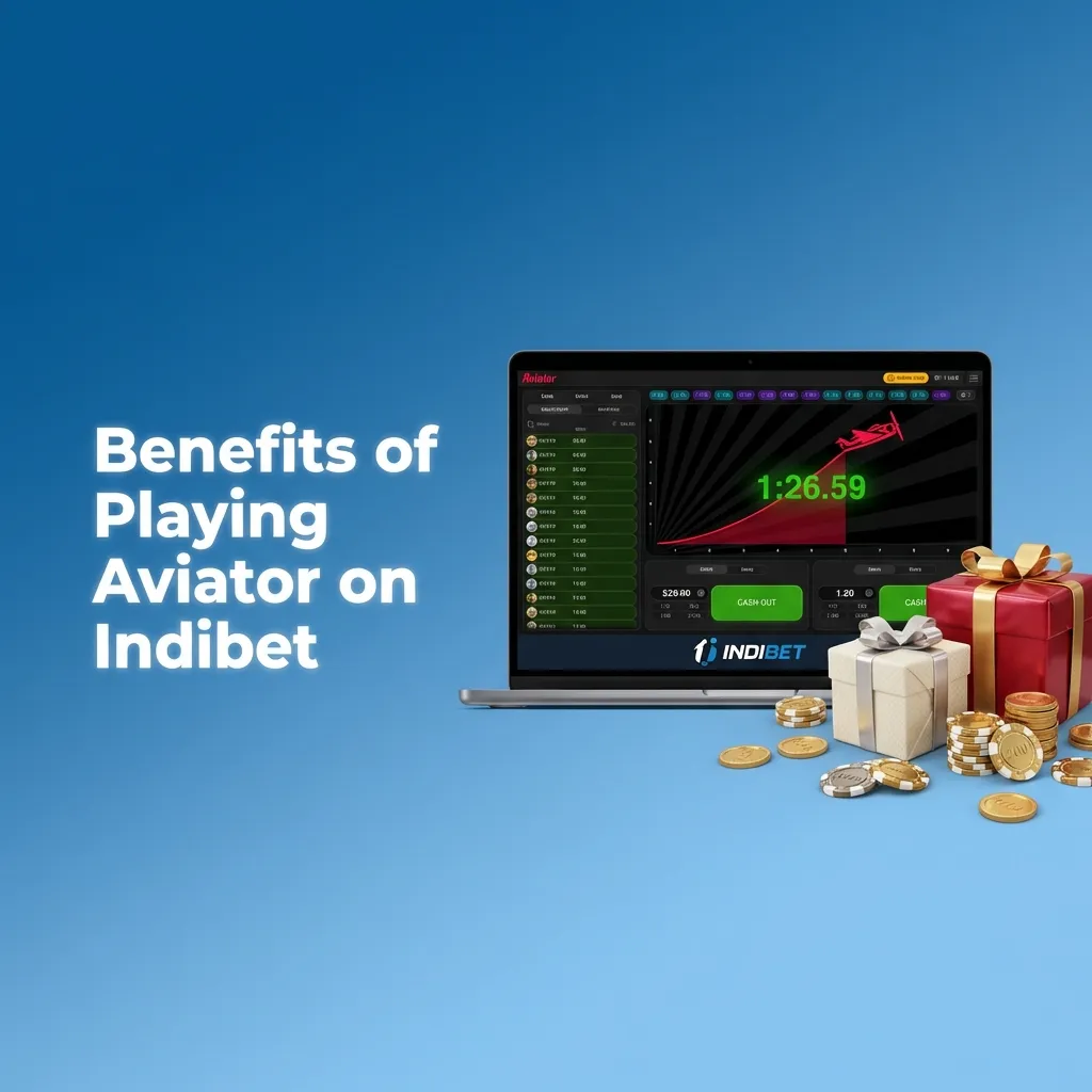 Graphic listing Indibet Aviator benefits: live chat, real-time stats, high RTP, two-bet panel, fast UPI/Paytm, mobile-first layout